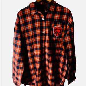 Chicago Bears NFL Long Sleeve Button Up Size Large Orange Blue